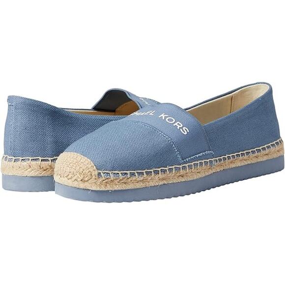 Michael Kors Espadrilles Vicky Logo Canvas Slip-On Square Toe Blue Womens Size 6 - Picture 1 of 9